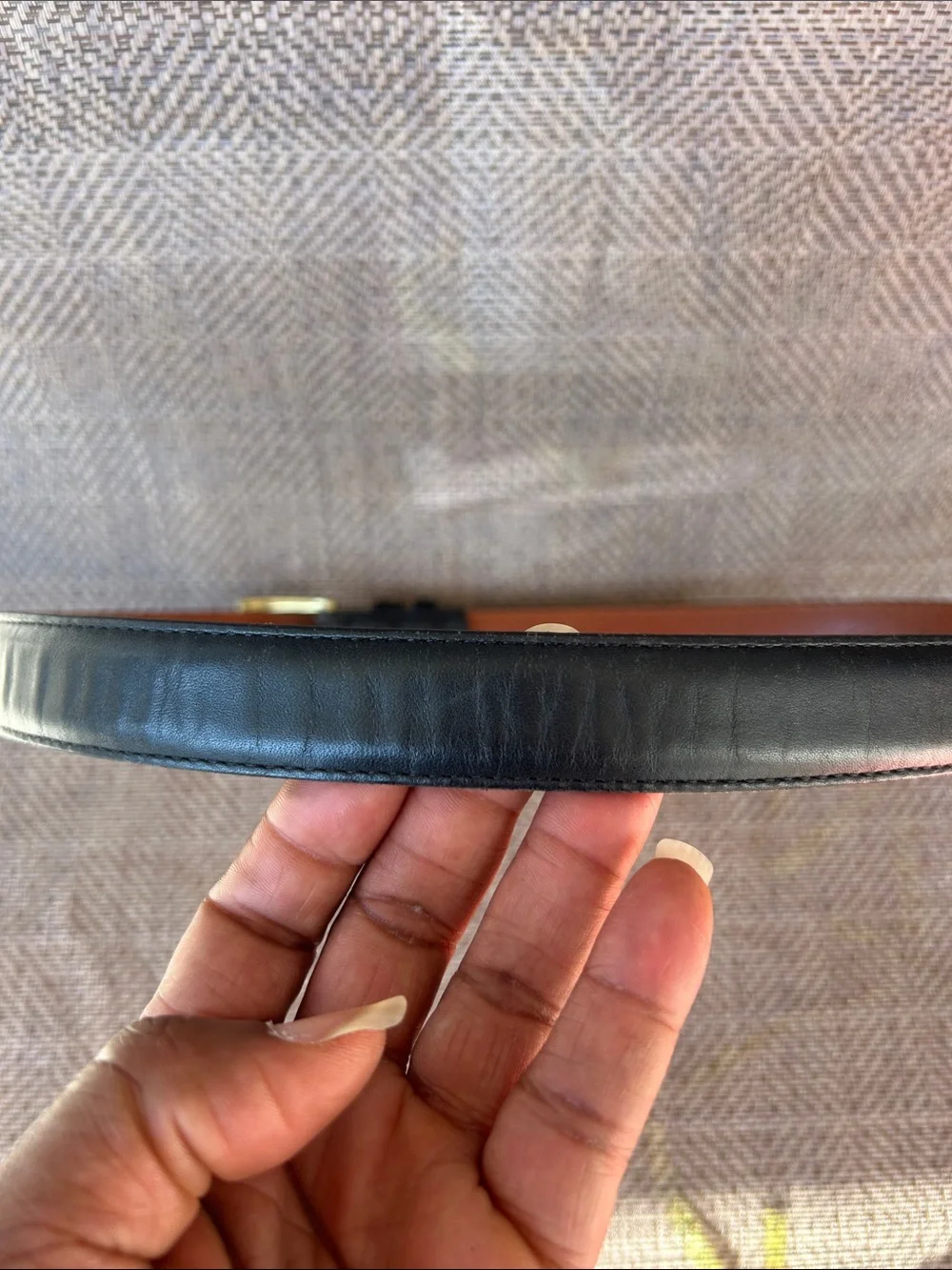 Coach Classic Black Leather Men's Belt with Brass Buckle. Size 34/85 cm.